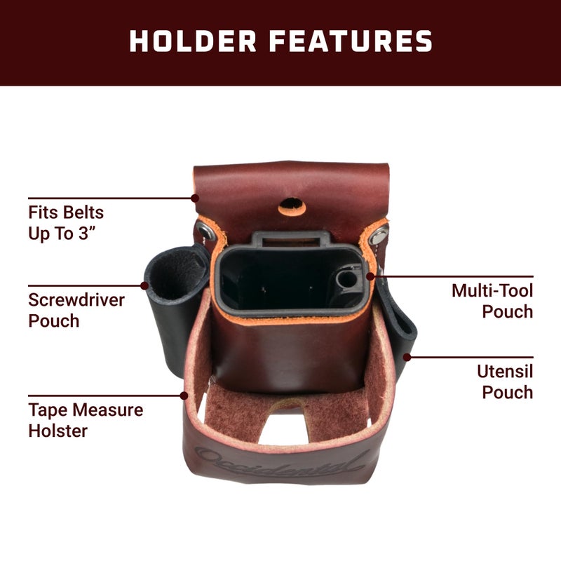 Occidental Leather Belt Worn 4 in 1 Tool/Tape Holder - Provides 4x the Tool Capacity - Includes 2003 Oxy Tool Shield - Made in USA - Image 3